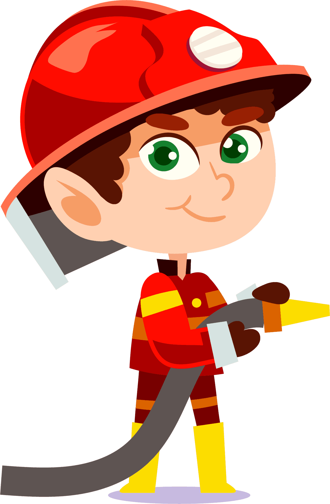 Cartoon Firefighter With Hose.png PNG