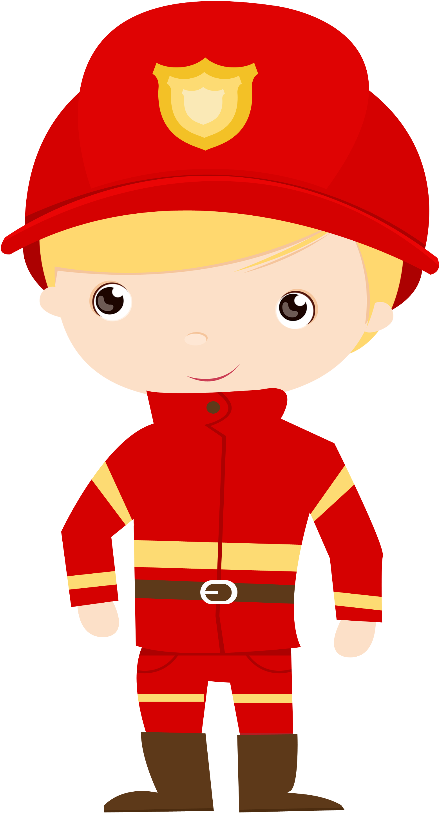 Cartoon Firefighterin Uniform PNG