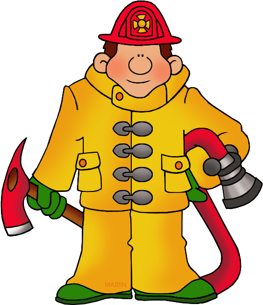 Cartoon Firefighterwith Axeand Hose PNG