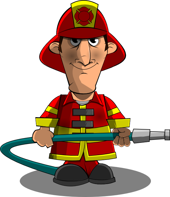 Cartoon Firefighterwith Hose.png PNG