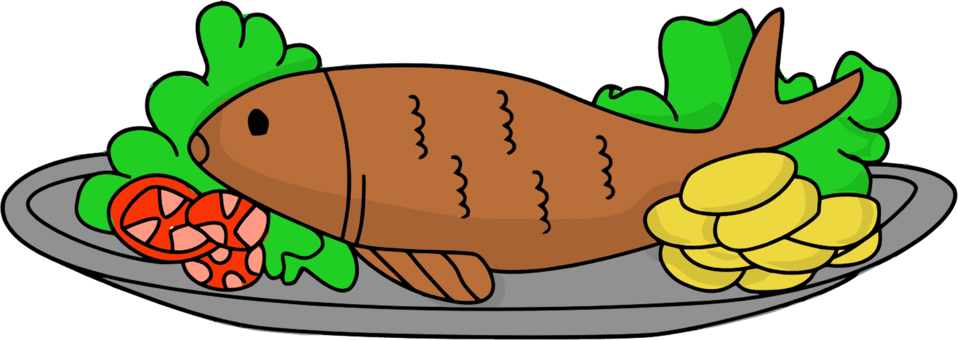 Cartoon Fish Dinner Plate PNG