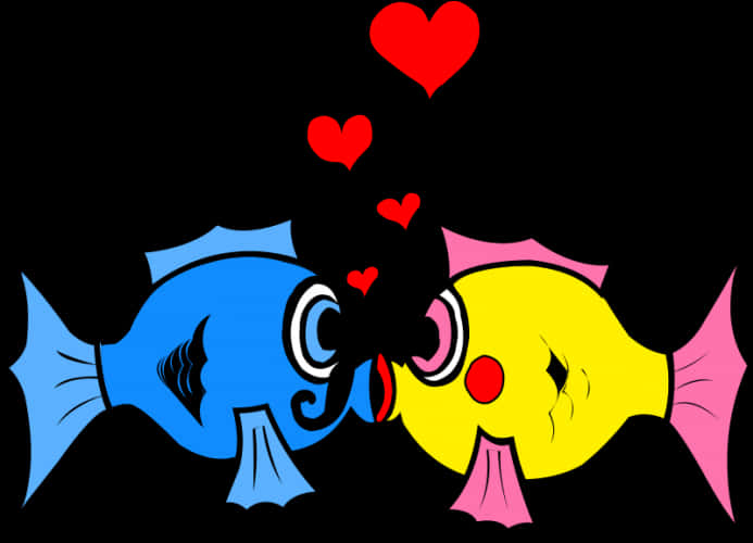 Cartoon Fish Kissing PNG