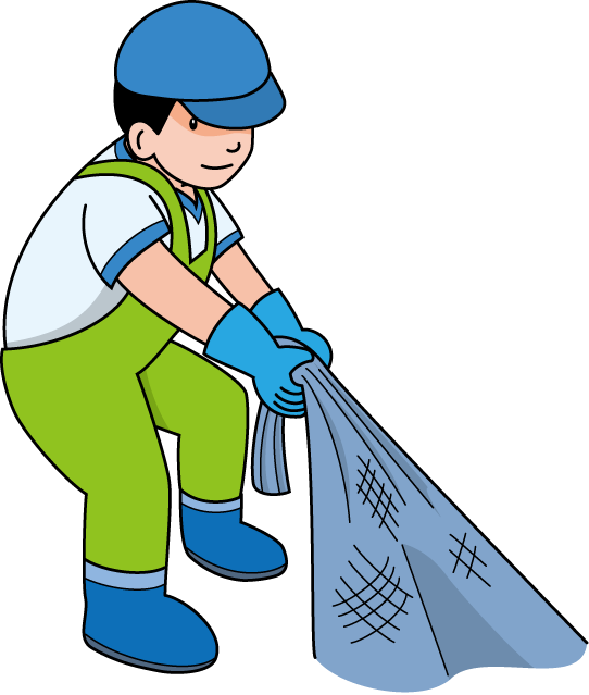Cartoon Fisherman Pulling Net PNG