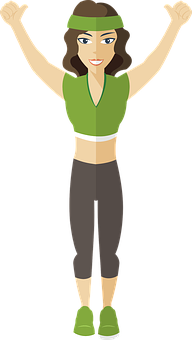 Cartoon Fitness Instructor Celebration PNG