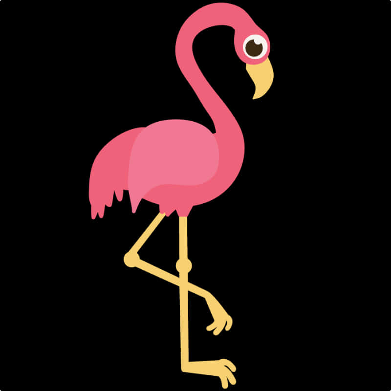Cartoon Flamingo Standing One Leg PNG