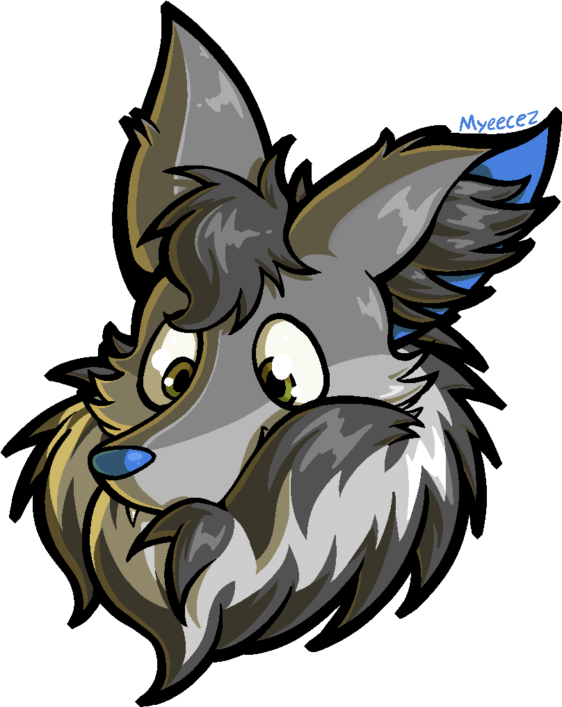 Cartoon Fluffy Wolf Portrait PNG