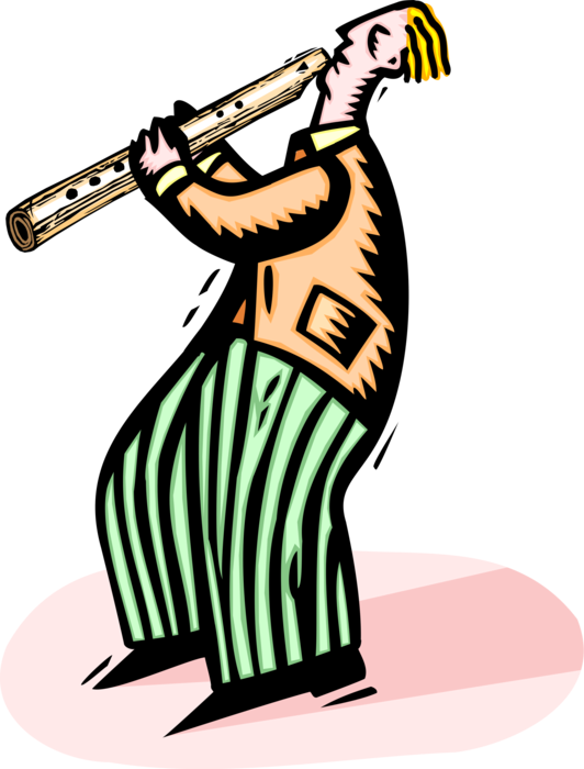 Cartoon Flute Player Illustration PNG