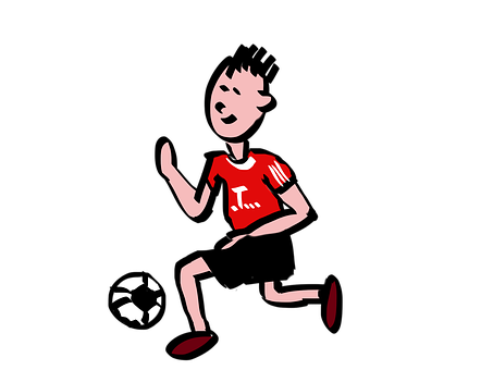 Cartoon Football Player Red Jersey PNG