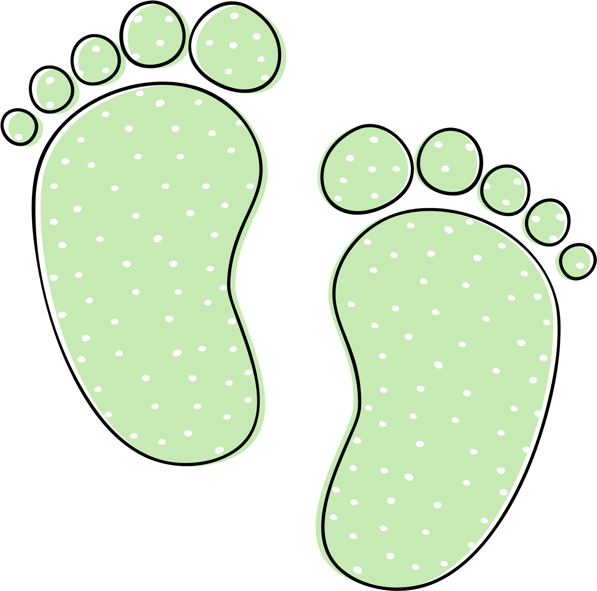 Cartoon Footprints Green Polka Dots PNG