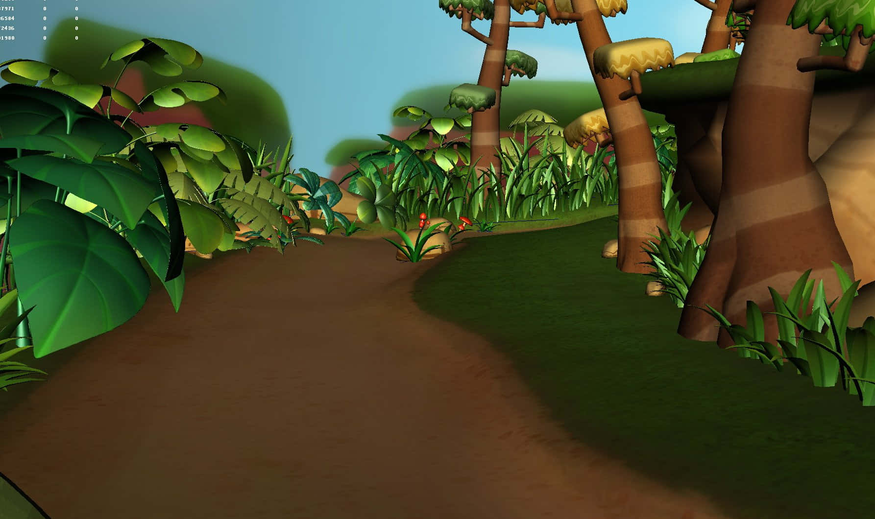 a 3d image of a jungle path