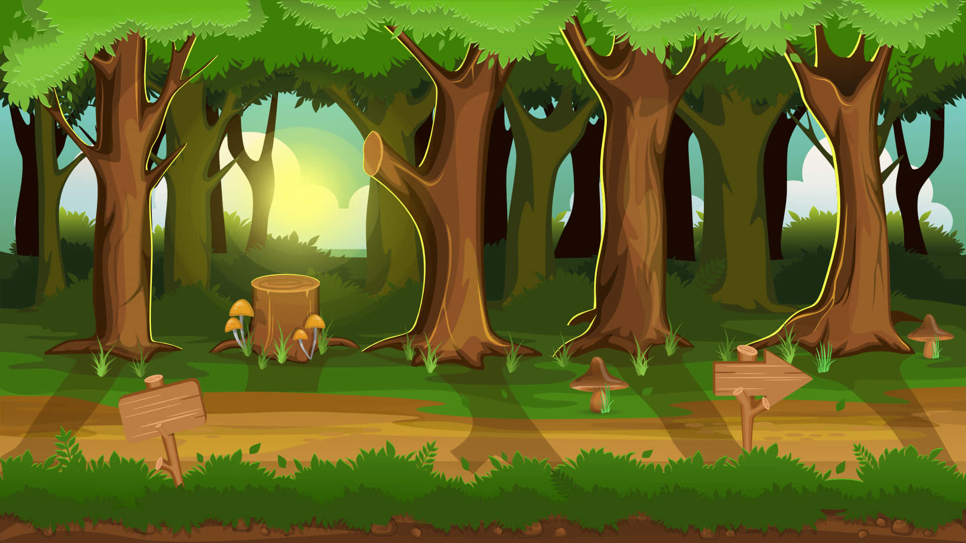 Välkommentill Cartoon Forest, En Magisk Värld Av Härliga Överraskningar!