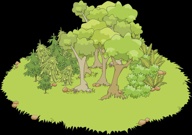 Cartoon Forest Illustration PNG