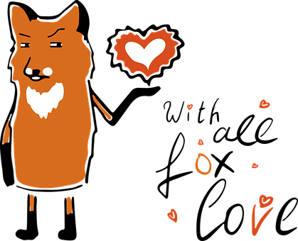 Cartoon Foxwith Hearts PNG