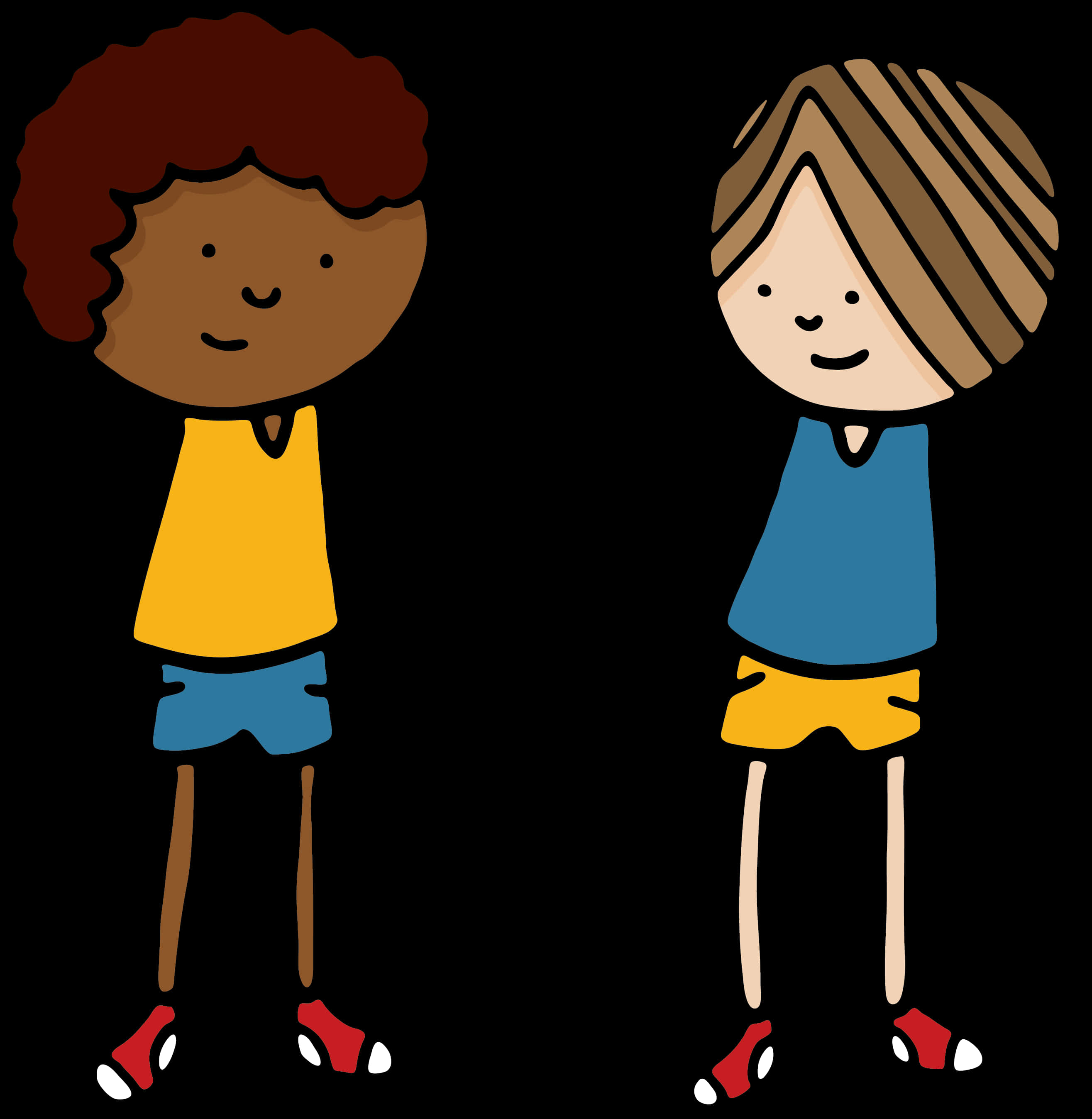 Cartoon Friends Standing Together PNG