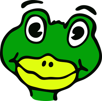 Cartoon Frog Face Graphic PNG