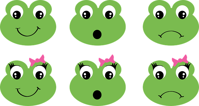 Cartoon Frog Faces Expressions PNG