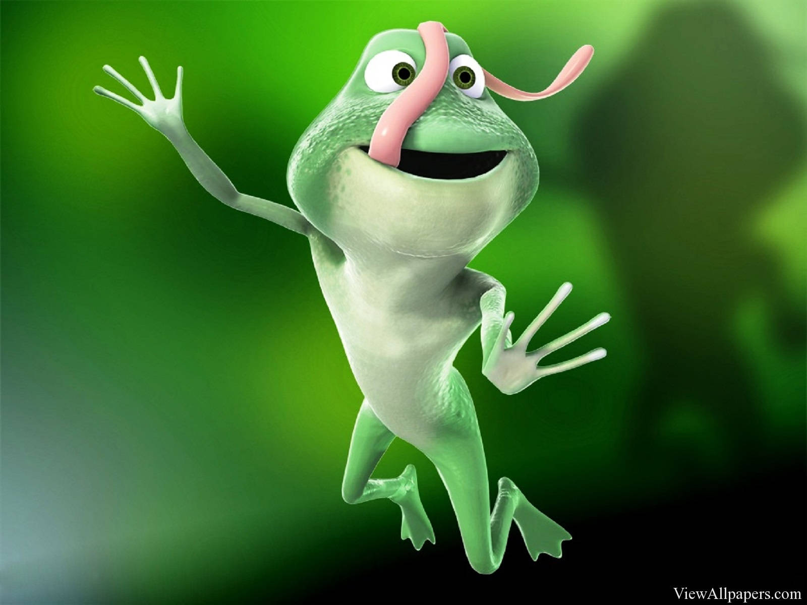 Download Cartoon Frog Jumping Cute Laptop Wallpaper 