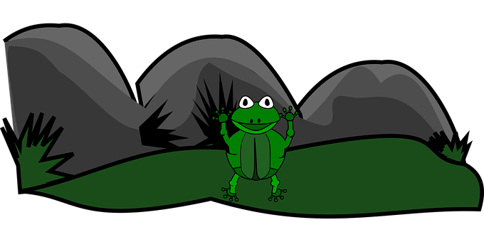 Cartoon Frog Nighttime Scene PNG