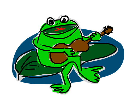 Cartoon Frog Playing Guitar PNG