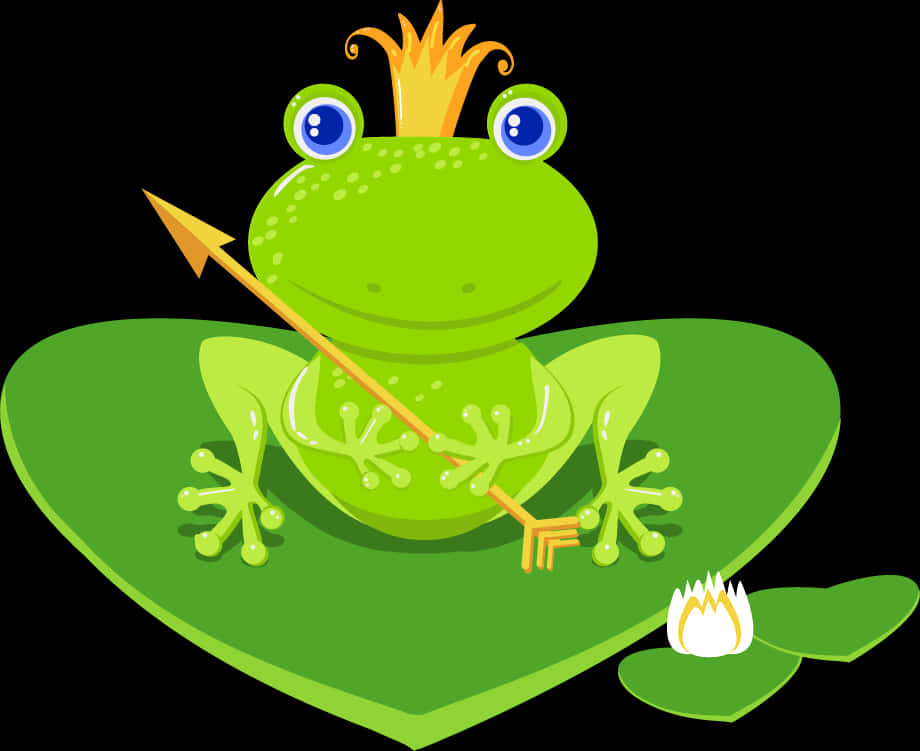 Cartoon Frog Princeon Lily Pad PNG