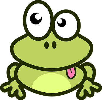 Cartoon Frog Sitting Black Background PNG