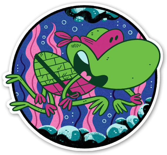 Cartoon Frog Swimming Underwater Sticker PNG
