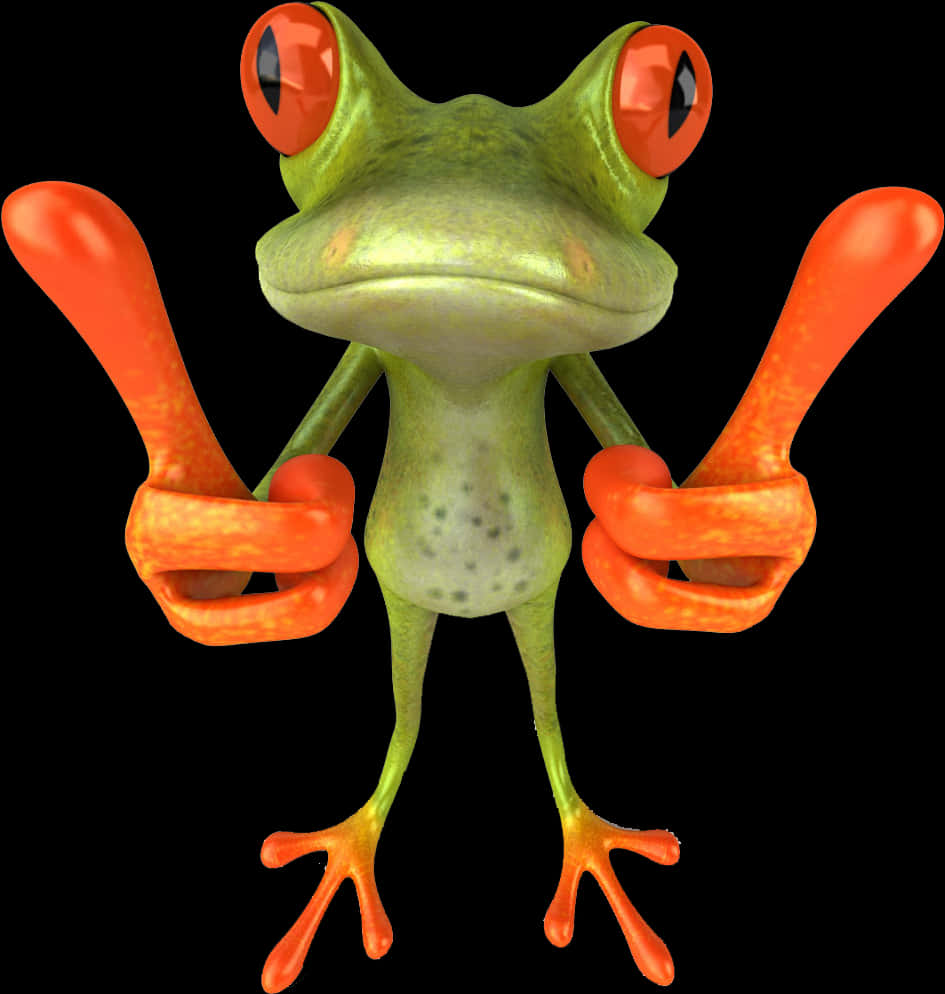 Cartoon Frog Thumbs Up PNG