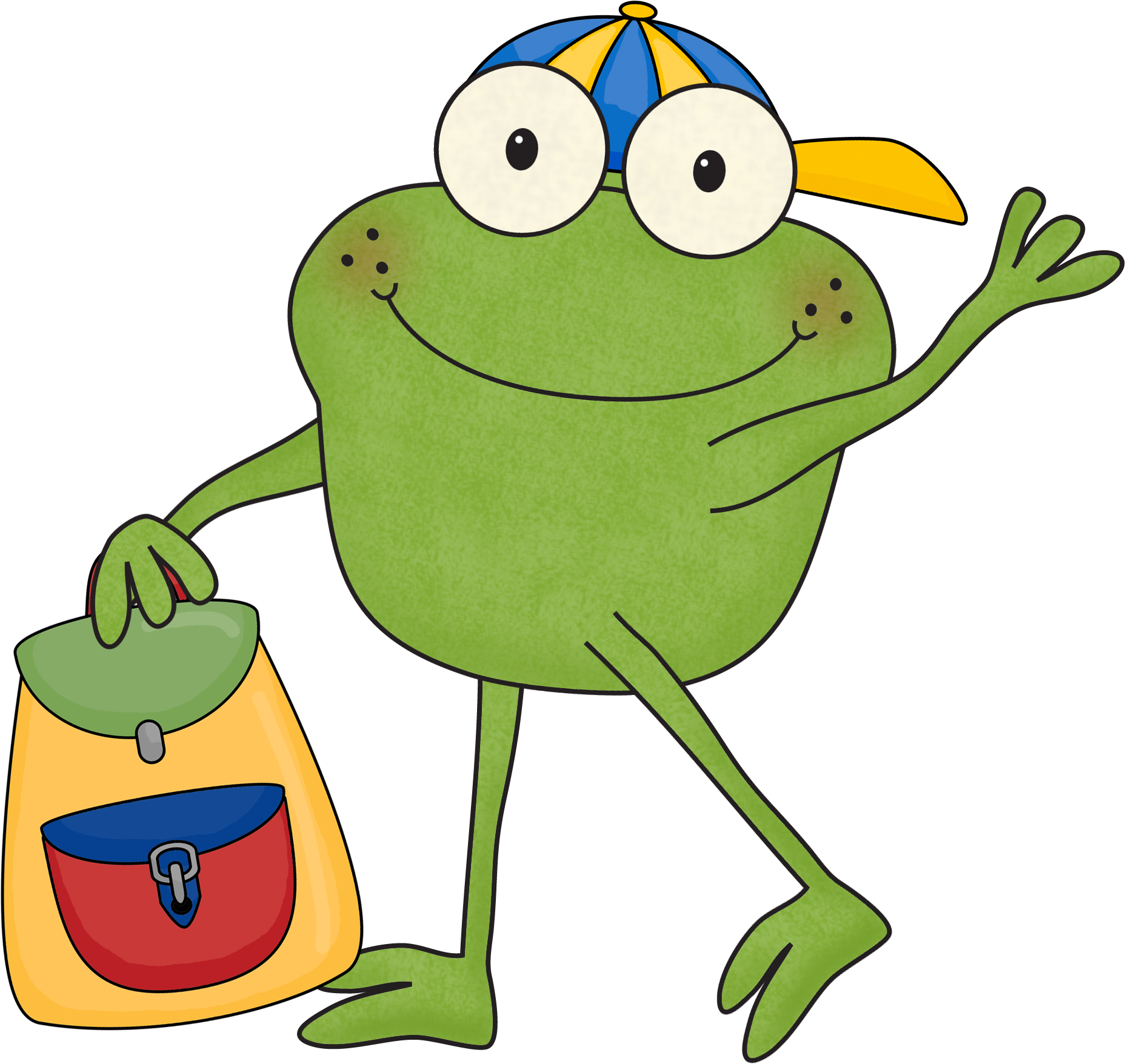 Cartoon Frog With Backpack.png PNG