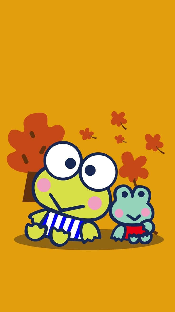 Cartoon Frogs Autumn Backdrop Wallpaper