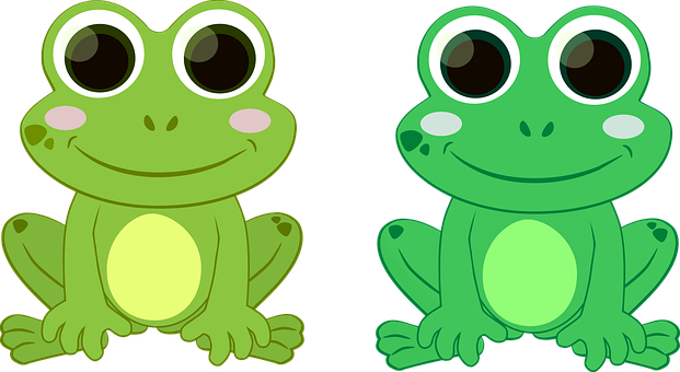 Cartoon Frogs Sideby Side PNG