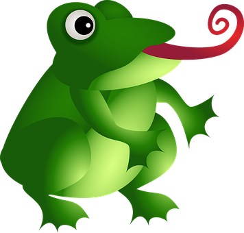 Cartoon Frogwith Curled Tongue PNG