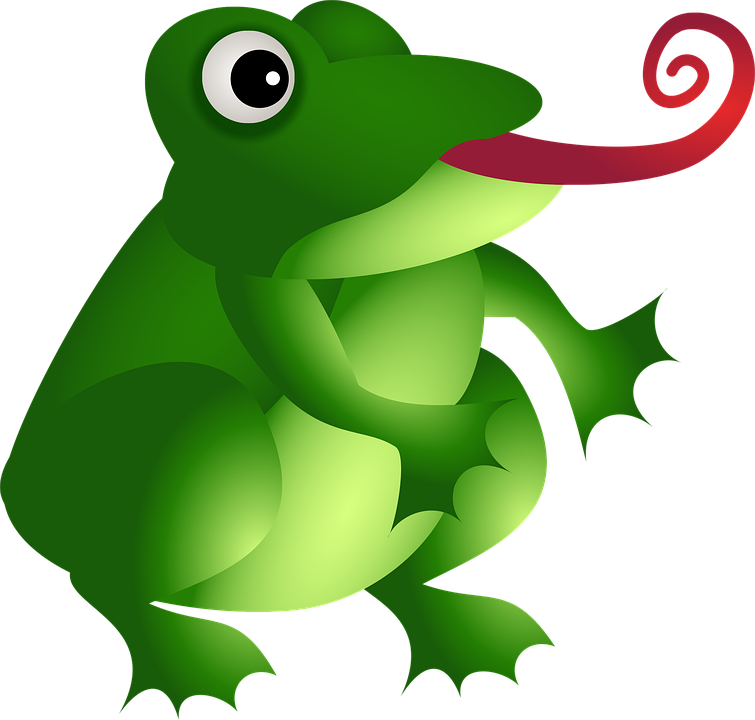 Cartoon Frogwith Curly Tongue PNG