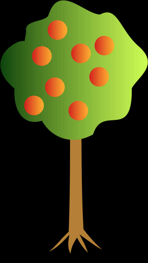 Cartoon Fruit Tree With Roots PNG