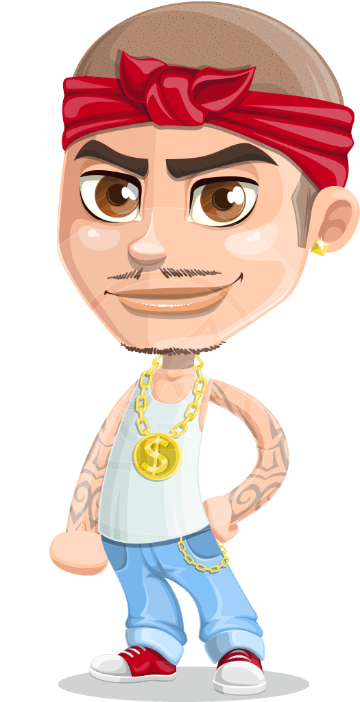 Cartoon Gangster Standing Pose PNG