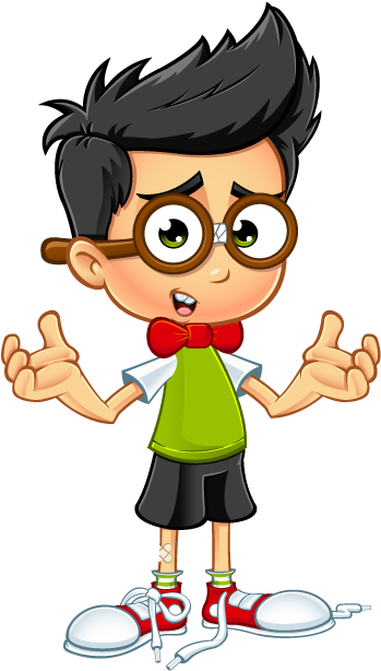 Cartoon Geek Boy Character PNG