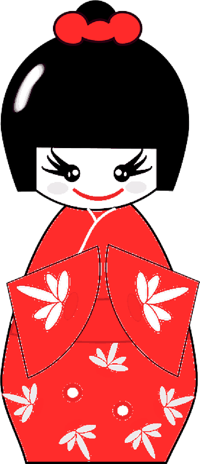 Cartoon Geishain Red Kimono PNG