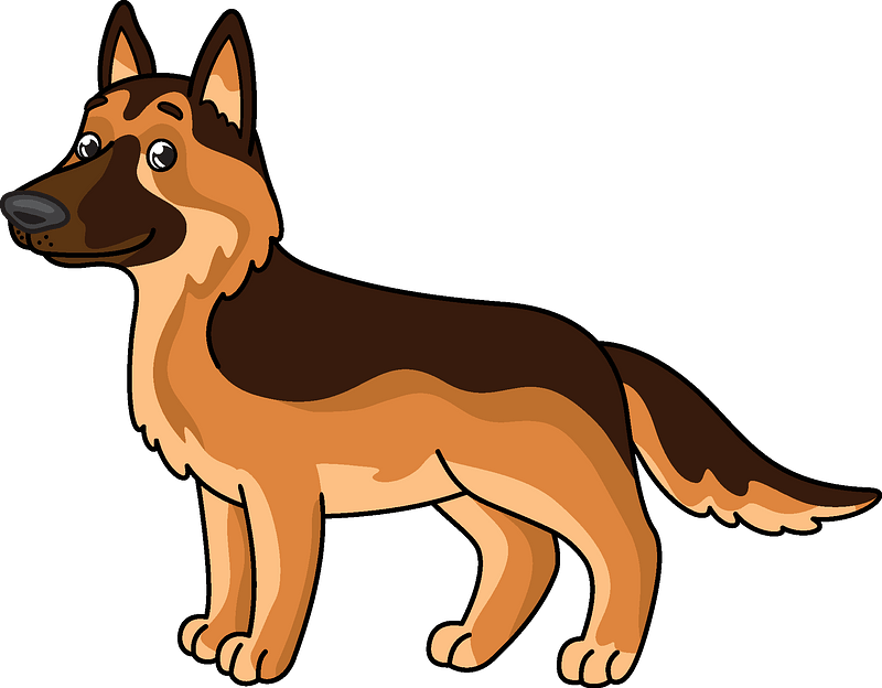 Cartoon German Shepherd Standing PNG