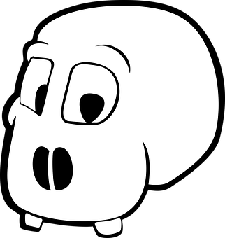 Cartoon Ghost Character Blackand White PNG