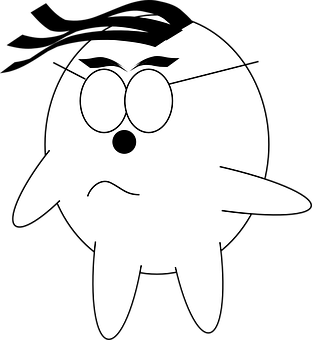 Cartoon Ghost Expression Blackand White PNG