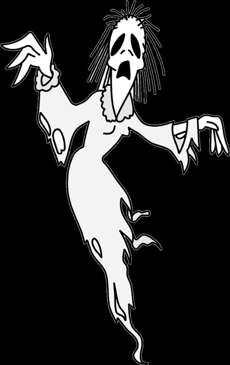 Cartoon Ghost Screaming PNG