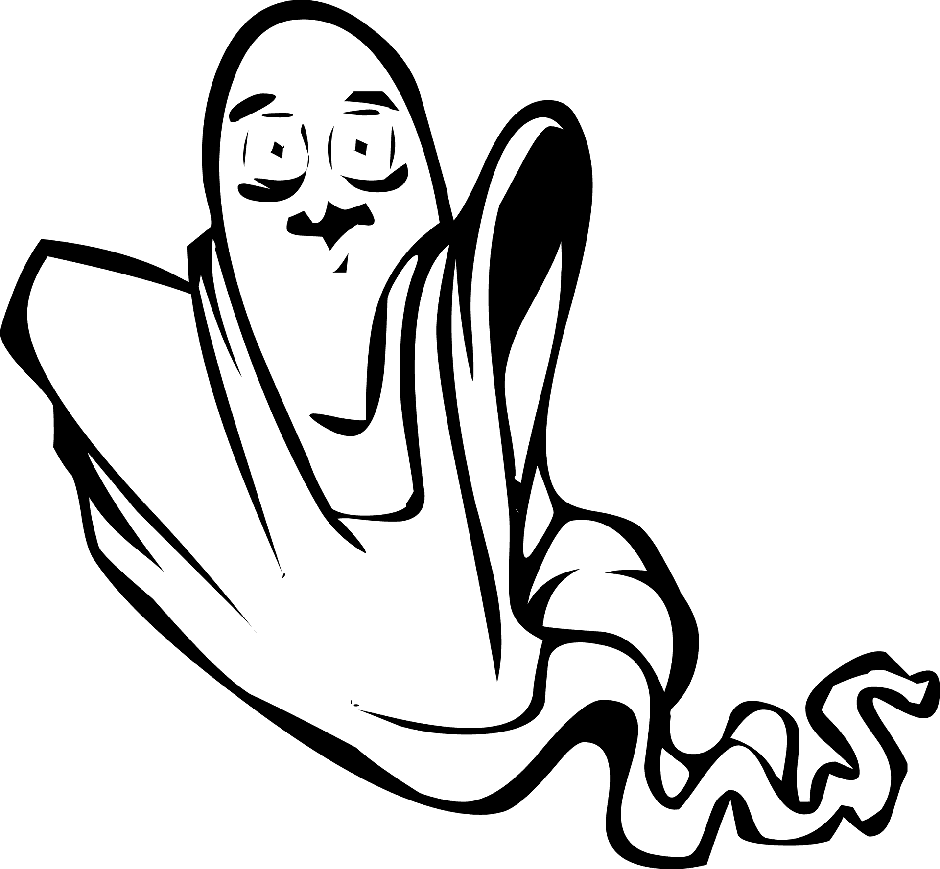 Cartoon Ghost Waving Friendly PNG