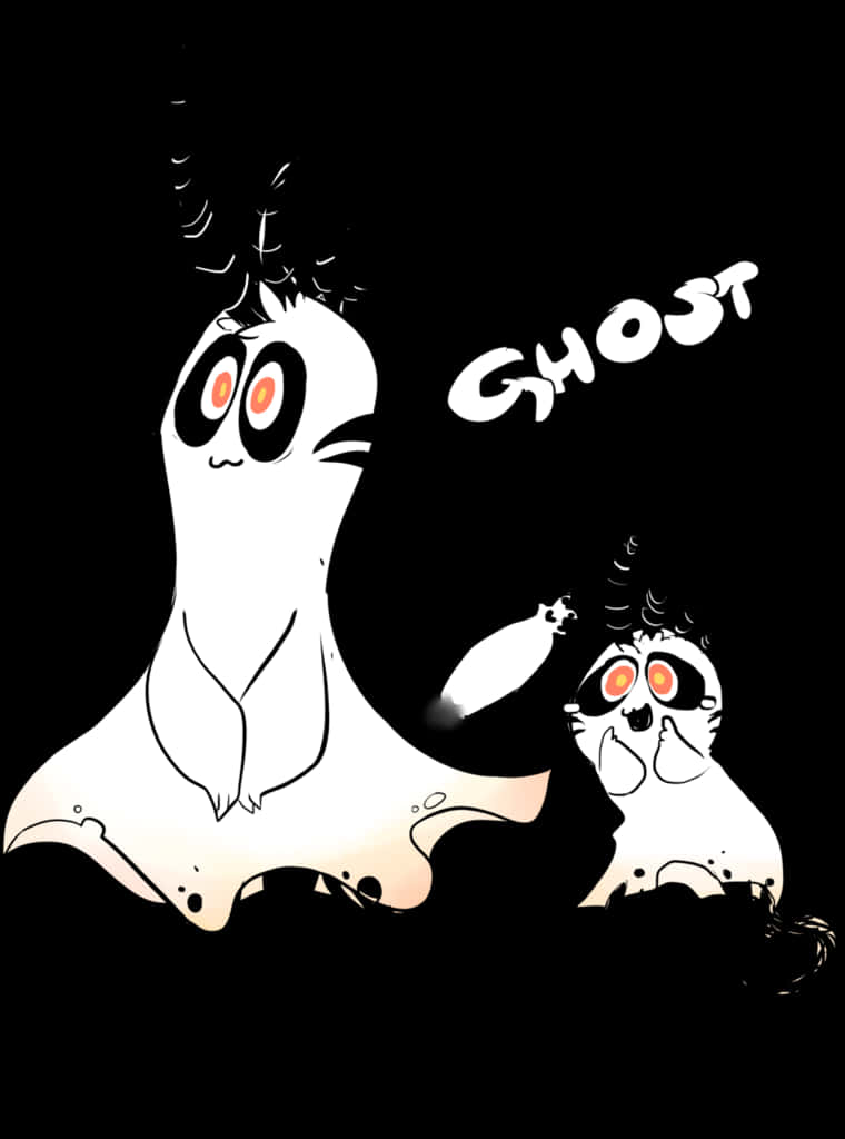 Cartoon Ghosts Surprised Expression PNG