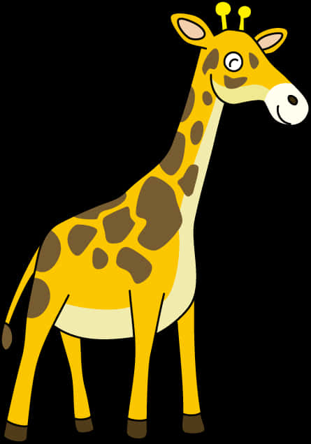 Cartoon Giraffe Black Background PNG