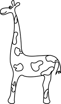 Cartoon Giraffe Blackand White PNG