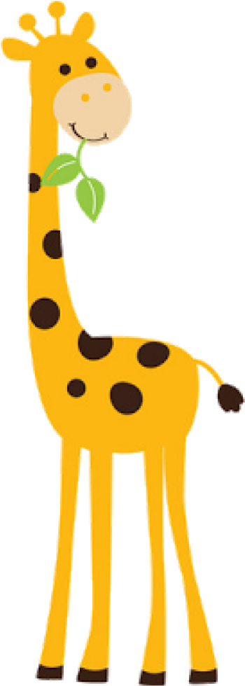 Cartoon Giraffe Chewing Leaves PNG