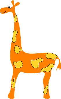 Cartoon Giraffe Orange Background PNG