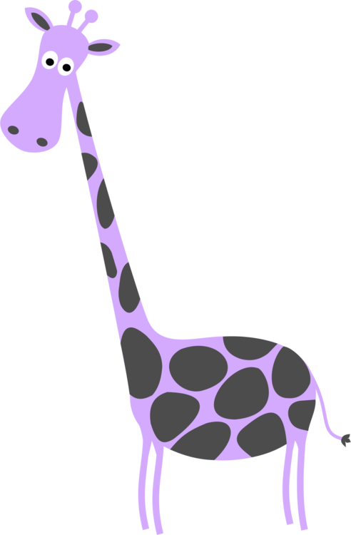 Cartoon Giraffe Purple Background PNG