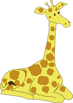 Cartoon Giraffe Resting PNG