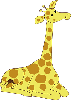 Cartoon Giraffe Sitting Down.png PNG