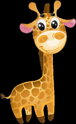 Cartoon Giraffe Standing Black Background PNG